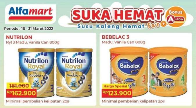 Promo Alfamart s/d 31 Maret 2022, Beragam Merek Susu Anak Kalengan Harga Menarik