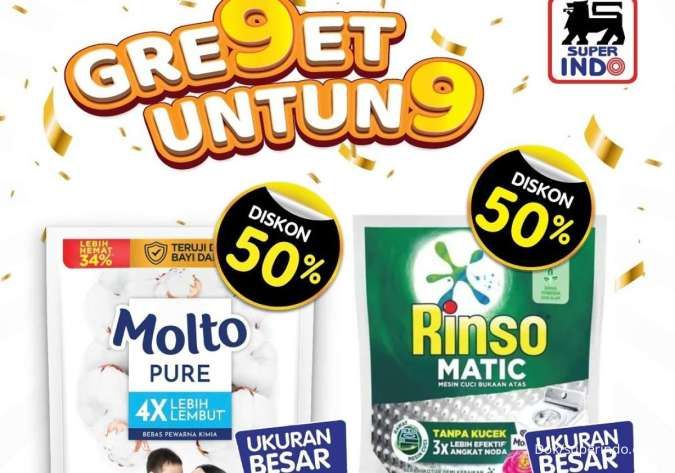 Promo 9.9 Superindo di 9 September 2025, Molto hingga Rinso Diskon 50%