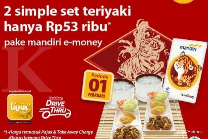 Promo Hokben Imlek 1 Februari 2022, Diskon 2 Simple Set Rp 53.000 via Mandiri e-Money
