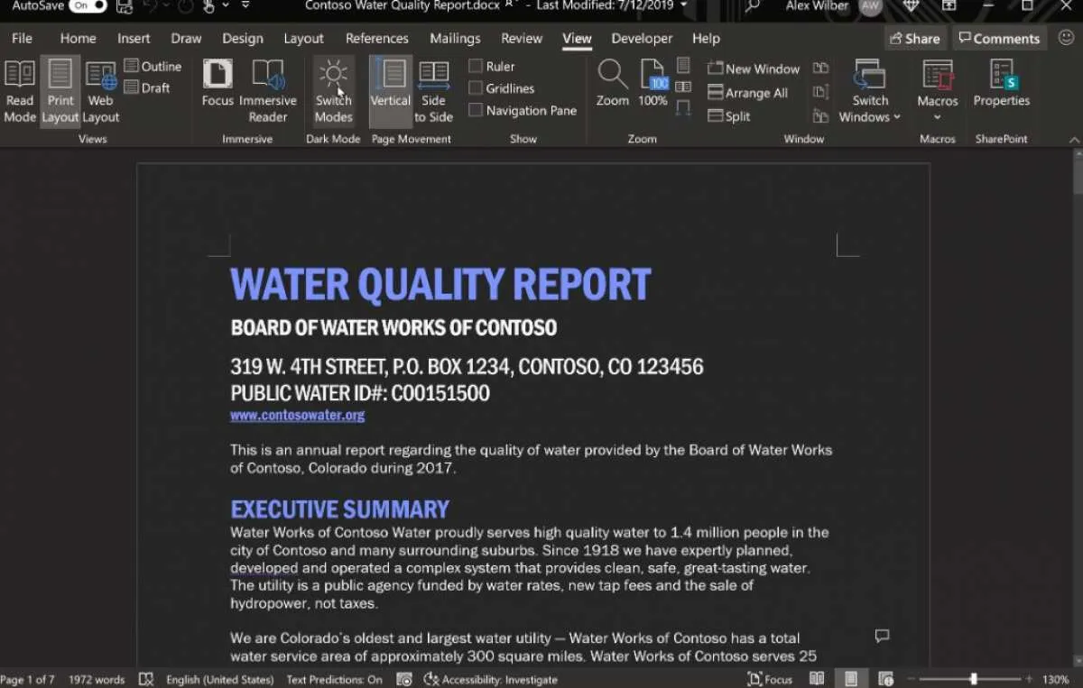 Fitur Dark Mode mampir ke Microwoft Word, produktif di waktu malam tetap nyaman