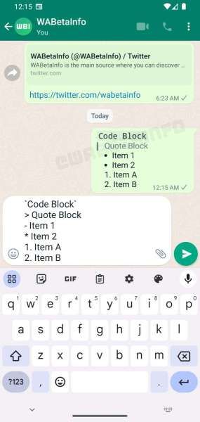 Fitur format teks di WhatsApp beta