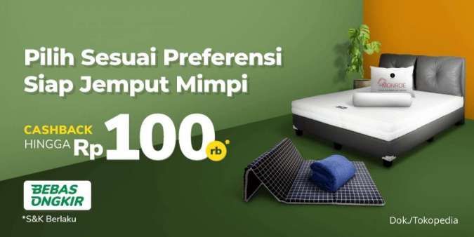 Promo Tokopedia 7-9 Maret, Beli Kasur Impian Dapat Cashback 10%!