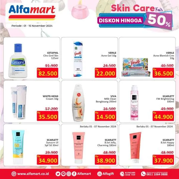 Promo Alfamart Skincare Fair Diskon s/d 50% Periode 1-15 November 2024