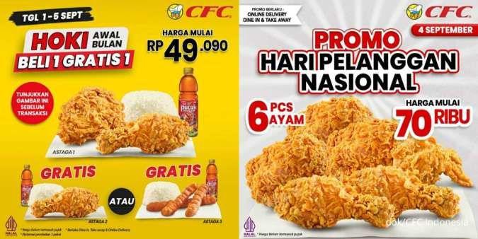 Promo CFC 1-5 September 2024, Hari Pelanggan Nasional 6 Ayam Rp 70.000