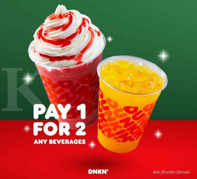 Promo Dunkin Donuts 3-5 Desember 2021, Beli 2 Minuman Bayar Hanya 1 Harga