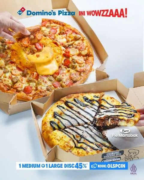Promo Dominos Pizza Diskon 45% untuk 2 Pizza