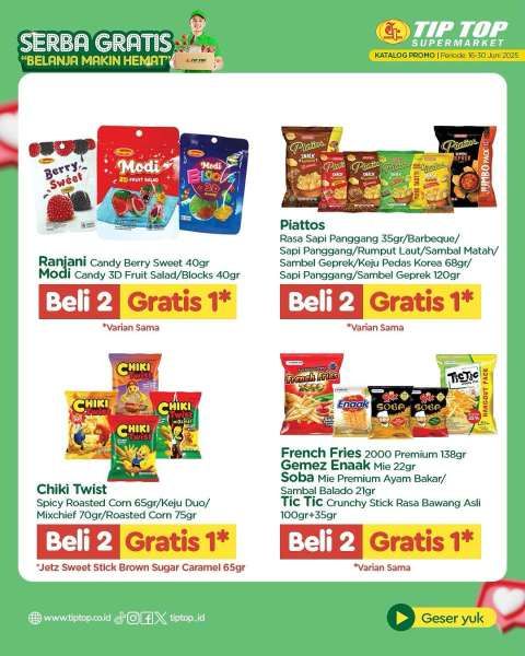Promo Tip Top Serba Gratis 16-30 Juni 2025
