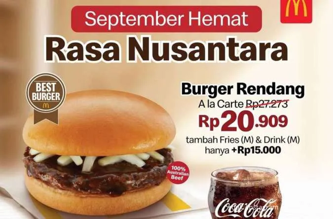 Promo McD September Hemat, Burger Rendang atau PaNas 1 Rendang Mulai Rp 20.000-an