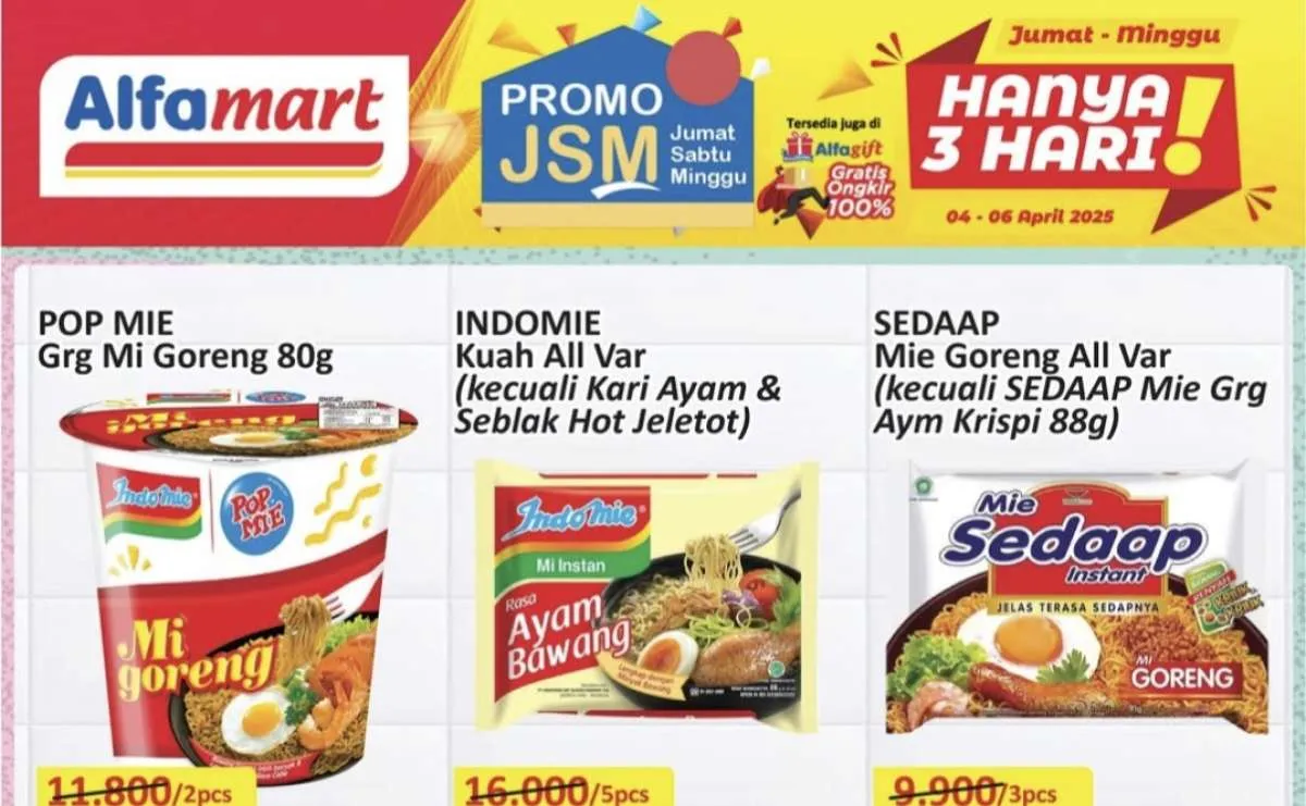 Promo JSM Alfamart Terbaru 4-6 April 2025, Mie Sedaap Beli 3 Lebih Murah