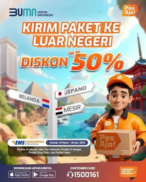 Promo PosAja! Kirim Paket Luar Negeri Diskon 50%