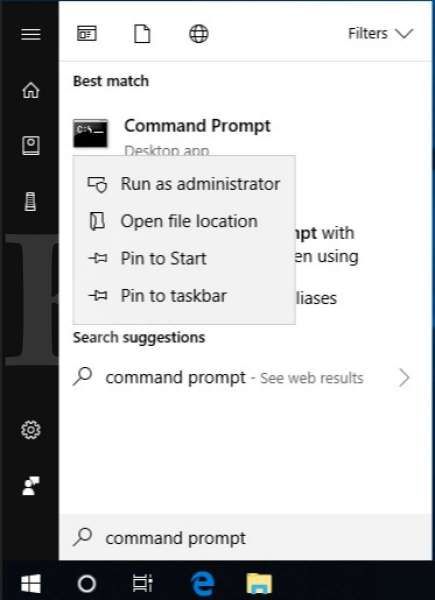 membuka Command Prompt untuk mengatasi bug di Windows 10