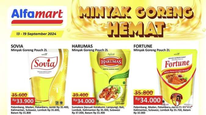 Promo Minyak Goreng Hemat di Indomaret, Alfamart dan Superindo Weekday Terbaru