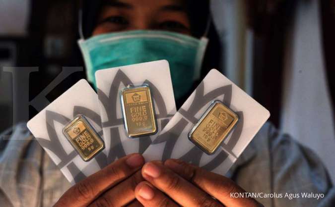 Harga emas Antam stagnan di level Rp 911.000 per gram pada Senin (11/5)