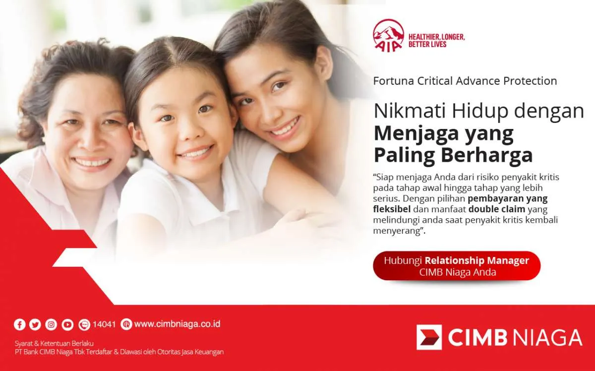 AIA dan CIMB Niaga Luncurkan Fortuna Critical Advance Protection