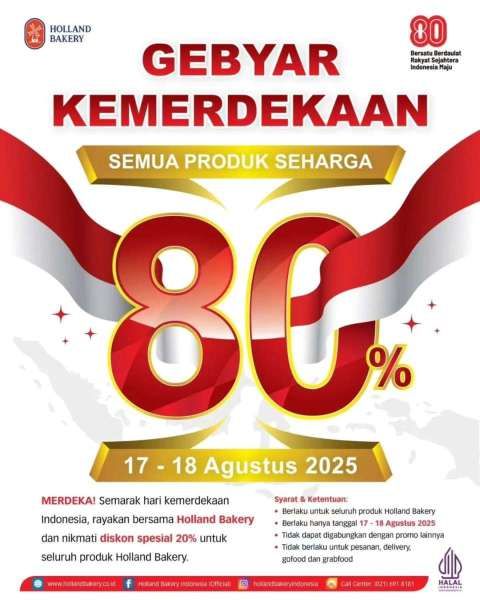 Promo HUT RI ke-80 di Holland Bakery
