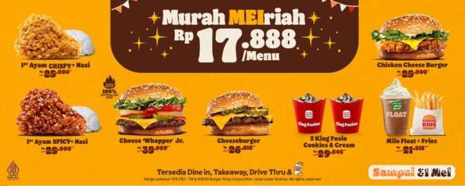 Promo Burger King Serba Rp 17.000-an Berakhir Hari Ini 31 Mei 2024, Ada 7 Menu Hemat