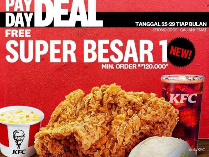 Promo KFC Payday Deal Edisi 25-29 Agustus 2024 Ada Gratis Super Besar 1