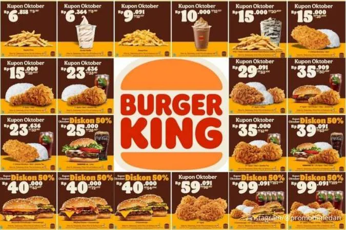 Promo Burger King Sampai 31 Oktober 2022, Kupon Oktober Diskon 50% Mulai Rp 5.000