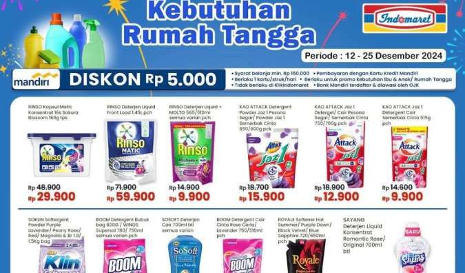 Promo Deterjen dan Sabun Mandi Weekday di Alfamart, Superindo dan Indomaret Hari Ini