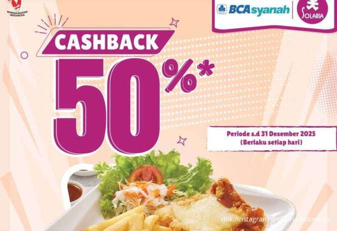 Promo Solaria-BCA Syariah Desember 2025, Pesan Menu Apa Saja Cashback 50%