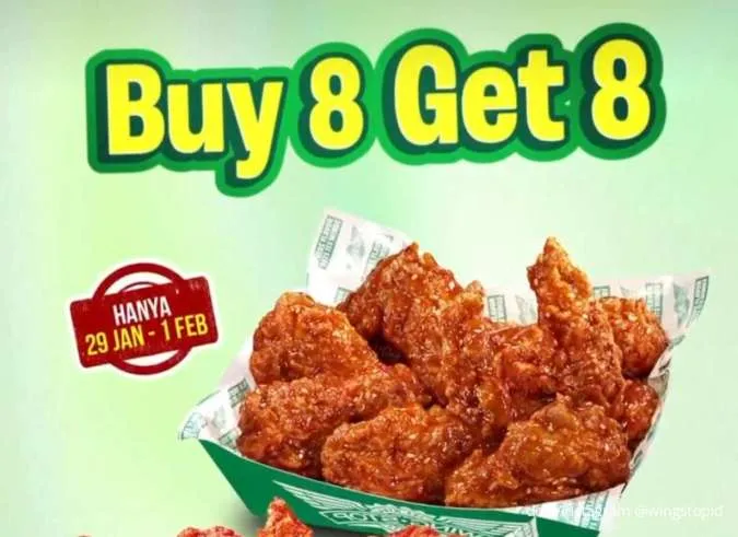 Promo Wingstop Beli 8 Ayam Gratis 8 dengan 9 Rasa Favorit, Hematnya Dobel!