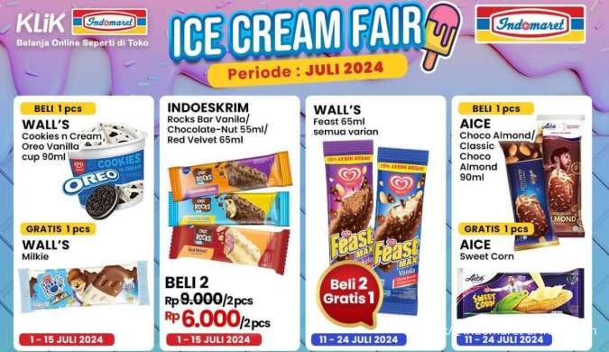 Promo Ice Cream Indomaret 11-24 Juli 2024, Dapatkan Wall's Feast Beli 2 Gratis 1