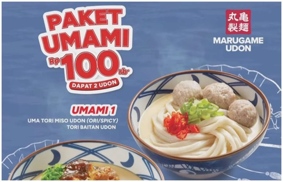 Promo Marugame Udon Paket Umami 16-24 Juni Khusus Senin-Jumat, 2 Udon cuma Rp 100.000