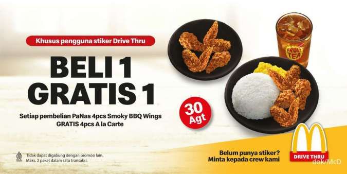 Promo McD Terbaru, Beli 1 Gratis 1 Ayam-Nasi Smoky BBQ Khusus Drive Thru