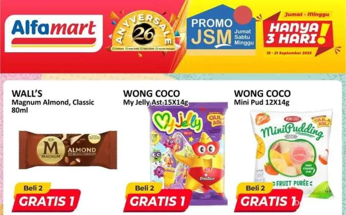  Promo JSM Alfamart Terbaru 19-21 September 2025, Es Krim Magnum Beli 2 Gratis 1