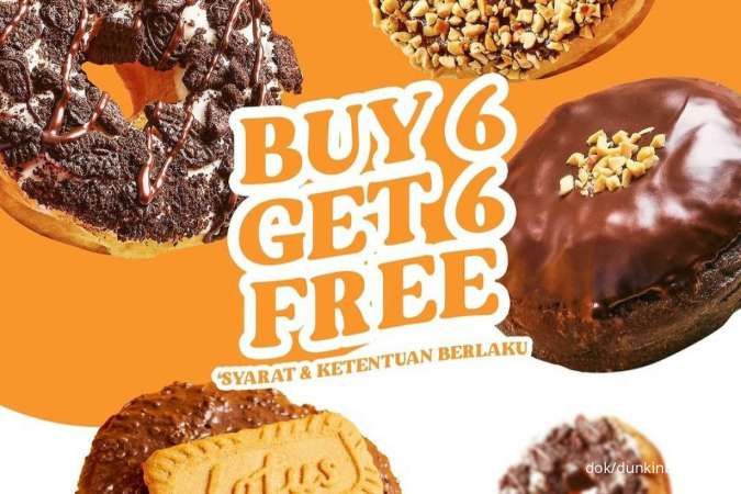 Promo Dunkin 23-29 Februari 2024, Beli 6 Gratis 6 Donut Rp 75.900 untuk Umum