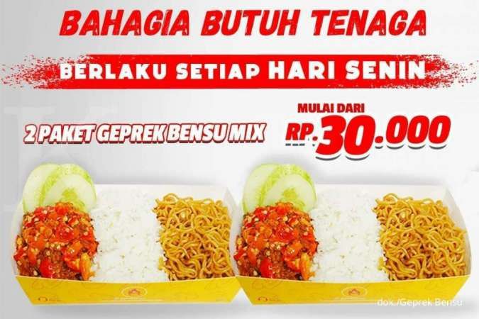 Promo Geprek Bensu 20 Desember 2021, Beli 2 Paket Geprek Bensu Mix Rp 30.000