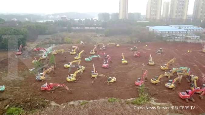 Siaran langsung proyek pembangunan rumah sakit corona di Wuhan banjir penonton