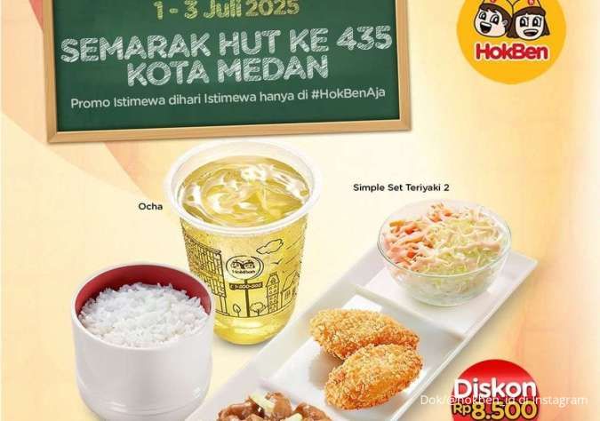 Promo HokBen HUT Kota Medan Mulai 1-3 Juli 2025, Dapatkan Diskon Rp 8.500