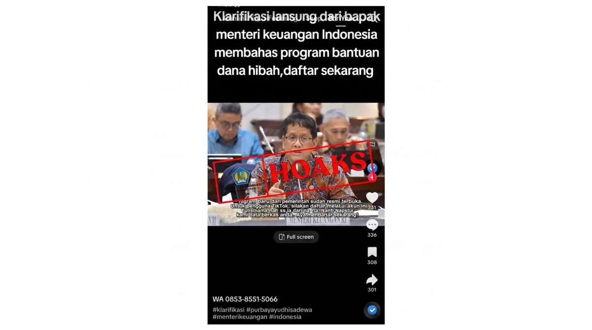 Kemenkeu Sebut Video Purbaya Ajak Warga Daftar Program Hibah adalah Hoaks Deepfake