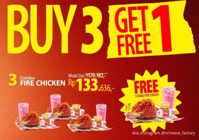 Kumpulan Promo Richeese Factory Buy 3 Get 1 Free, Makan Ramean Mulai Rp 114 Ribuan
