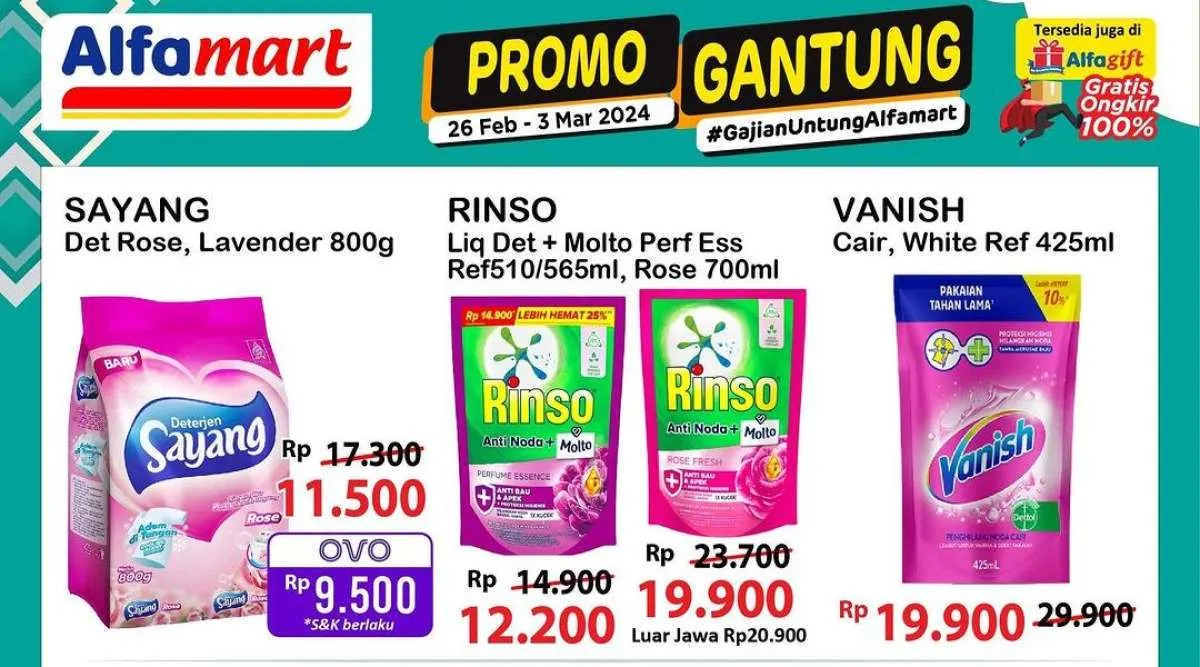 Promo Alfamart Gajian Untung Beli 2 Gratis1, Dapatkan Deterjen Hemat Rp 9.500 Saja