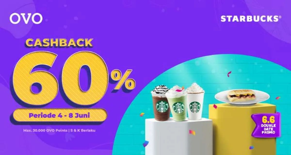 Promo 6.6 Starbucks 4-8 Juni 2022, Ada Cashback 60% OVO Points untuk Semua Menu