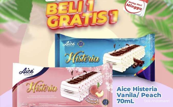 Promo Indomaret Es Krim Aice Histeria Beli 1 Gratis 1, Berlaku Sehari 9 Juni 2024!