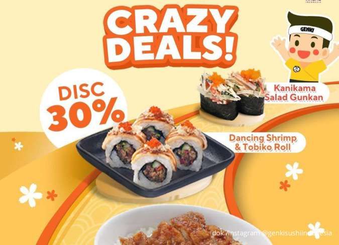 Januari Hemat dengan Promo Genki Sushi Crazy Deals, Aneka Sushi Diskon 30%