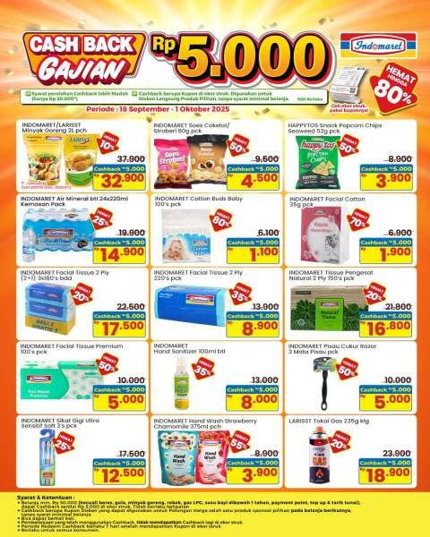 Promo Indomaret Gajian Cashback Rp 5.000 Bulan September 2025
