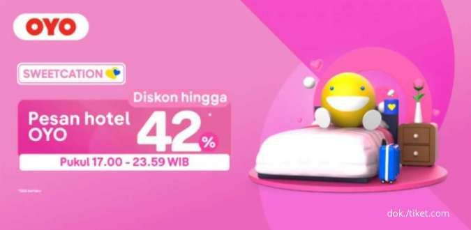 Promo Hotel OYO di Tiket.com, Nikmati Diskon hingga 42% Pukul 17.00 - 23.59 WIB