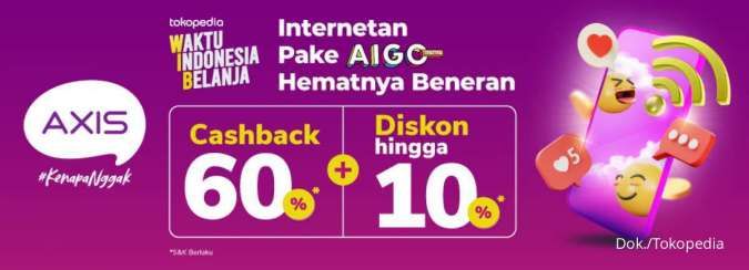 Promo WIB Tokopedia, Beli Paket Data AXIS Dapat Diskon dan Cashback