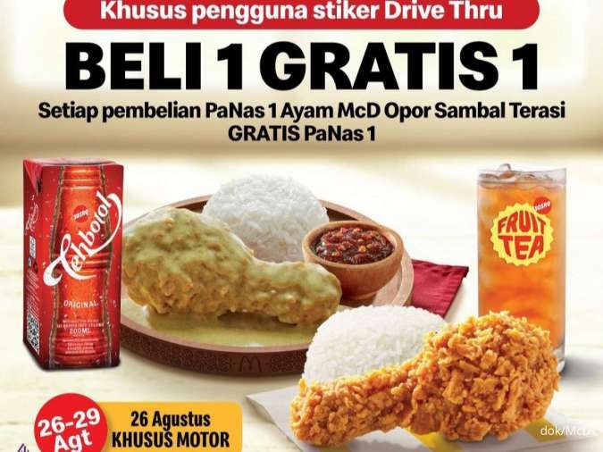 Promo McD 26-29 Agustus 2024, Beli 1 Gratis 1 Ayam Opor Sambal Terasi via Drive Thru