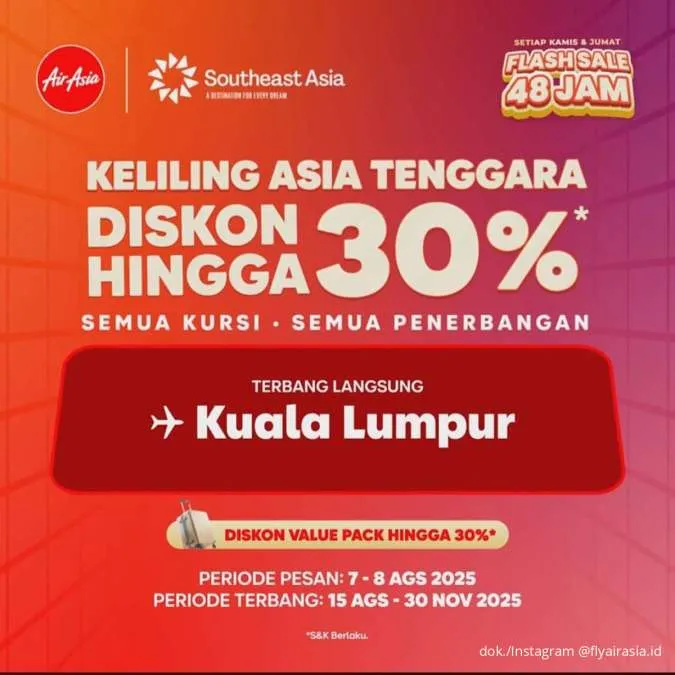 Promo Air Asia Flash Sale 48 Jam Diskon 30%