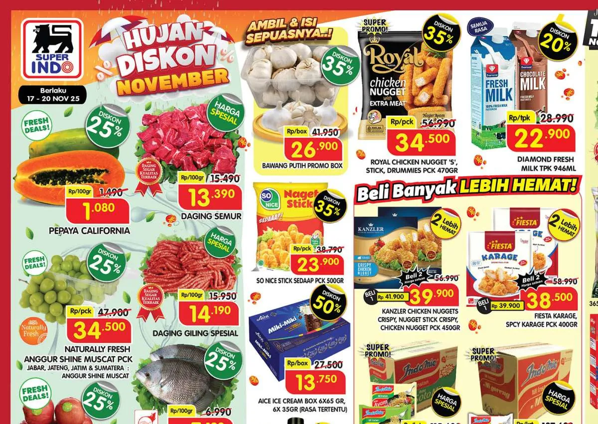 Promo Superindo Weekday 17-20 November 2025, Nugget Beli 2 Lebih Hemat
