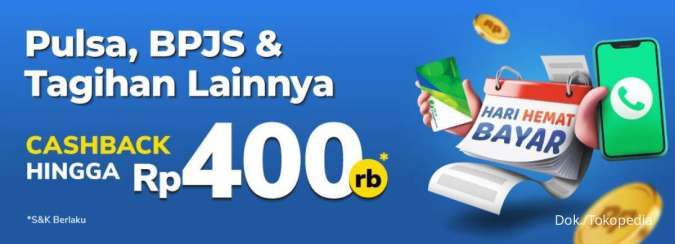 Promo Tokopedia 8-10 Februari, Beli Pulsa dan Bayar Tagihan Cashback Rp 400.000