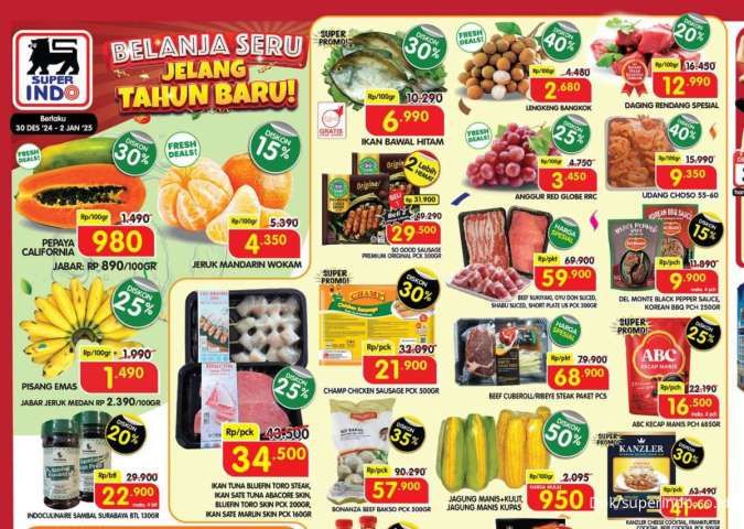 Promo Superindo 30 Desember 2024-2 Januari 2025, Diskon Besar Menjelang Tahun Baru