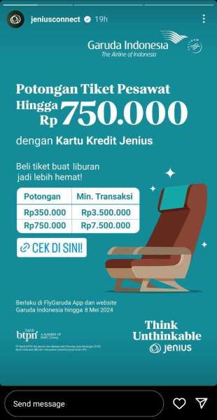 Promo Jenius Mei 2024 dengan Garuda Indonesia