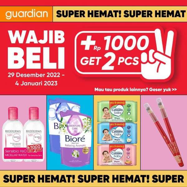 Promo Guardian Tambah Uang Rp 1.000 Dapat 2, Berlaku 29 Desember 2022-4 Januari 2023