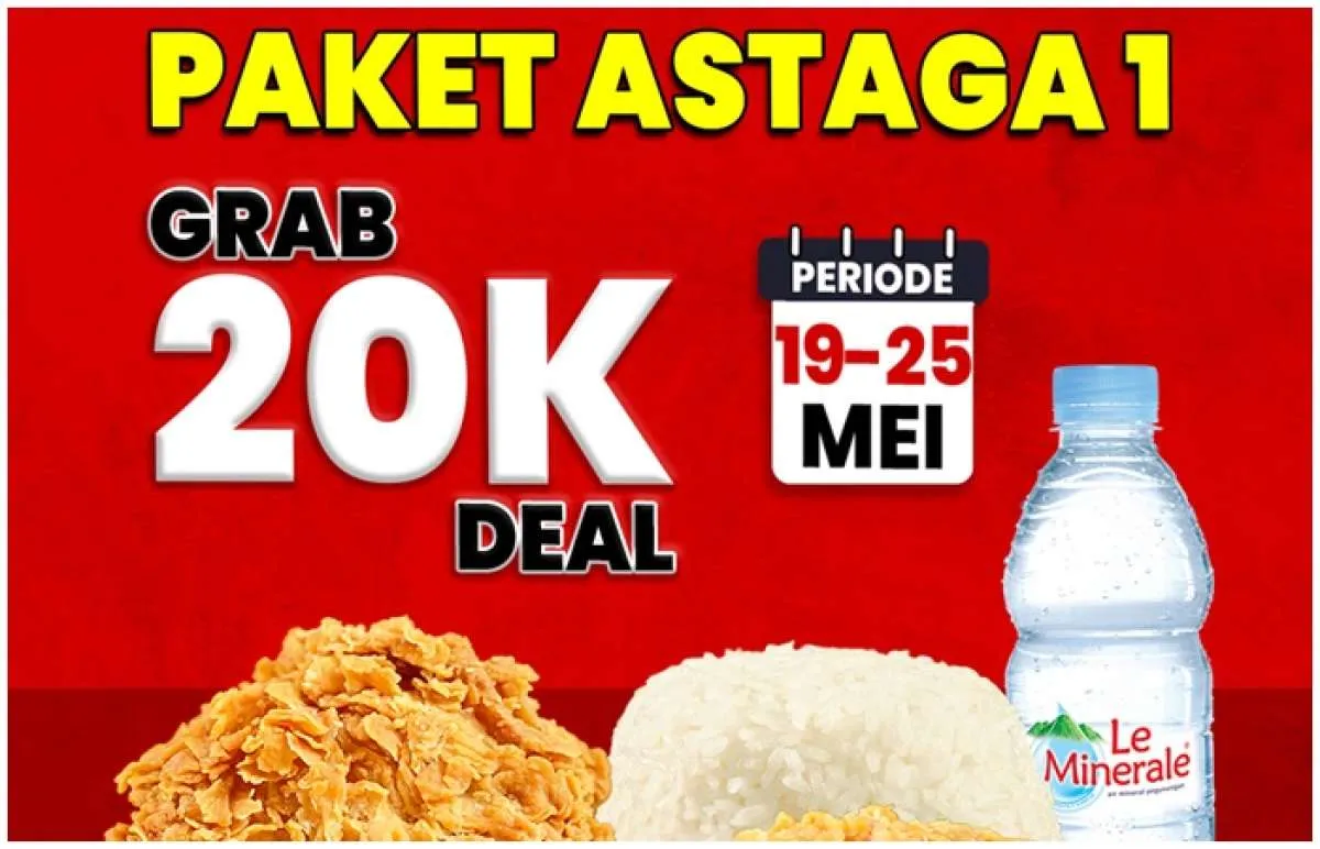 Makan Puas Dompet Aman! Promo CFC Paket Astaga 1 dengan Grab 19-25 Mei Cuma Rp 20.000
